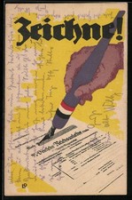 Künstler-AK Zeichne! Darstellung einer Kriegsanleihe bei der Zeichnung 1918 