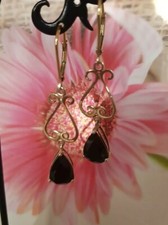 Gold Ohrringe ? schwarzer Spinell ? tolles Design ? vergoldet ? mit Brisur 