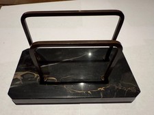 Briefhalter, Postständer, für den Schreibtisch, Messing Stein