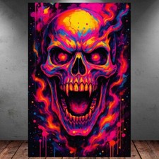 LEINWAND BILD ER XXL ABSTRAKT SKULL TOTENKOPF GOTHIC VAMPIR WAND POSTER P1333