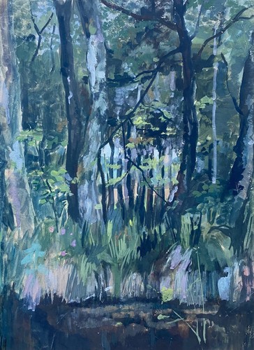 Gouache bäume ufer der - gouache, am