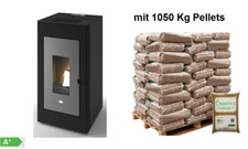 Hydro-Pelletofen Pelletofen Wasserführend 12,5 KW Pelletkamin mit 1050Kg Pellets