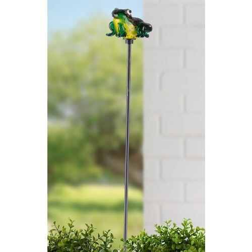 Gartenstecker mit glas frosch - , glas-frosch