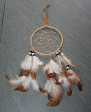 Traumfänger Indianer Hell Braun mit Federn Dreamcatcher Dekoration
