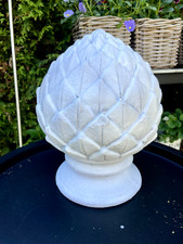 Großer Vintage Pinienzapfen weiß, Terrakotta, Garten, Balkon Dekoration