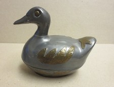 Kleine Ente Deckeldose  Metall Deko Schatulle Schmuckdose Zierrat Landhaus