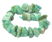 😏 Peruanischer Amazonit geschnittene Natur-Nuggets Edelstein-Perlen Strang 😉