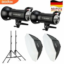 2X Godox SK400II 2.4G 400Ws Studioblitz Blitzgerät + 95cm Softbox + 2M Stativ DE