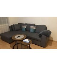 Ecksofa Schlafcouch Polsterecke L-Garnitur Bettkasten mit Ottomane rechts Grau