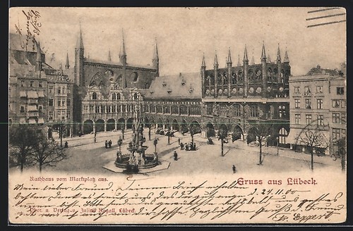 Ansichtskarte lübeck rathaus - ansichtskarte, lübeck,