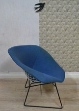 60er DIAMOND Wire Lounge Chair Harry Bertoia Knoll Sessel Vollpolster blau 1 v.2