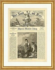 Das Bußln. Holzstich Otto Berge Blumen Flechtzopf Wassertrog Frau Mann E 1615