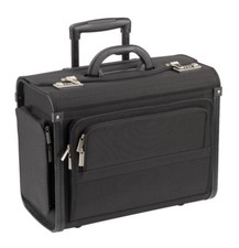 PILOTENKOFFER AKTENKOFFER KOFFER TROLLEY RÄDER FAHRBAR NYLON  SCHWARZ 7056 NY