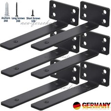 6x Regalhalterung 6" Schwarz Metall Regalwinkel L Schwebende Regalhalterungen
