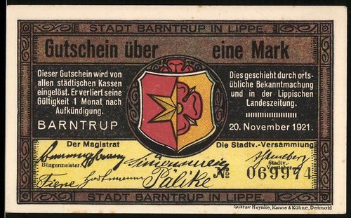 Notgeld barntrup 1921 mark - barntrup,