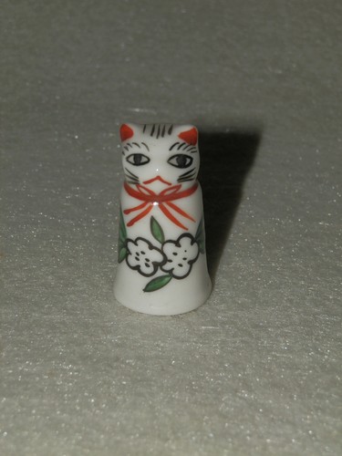 Porzellan fingerhut katze - porzellan,