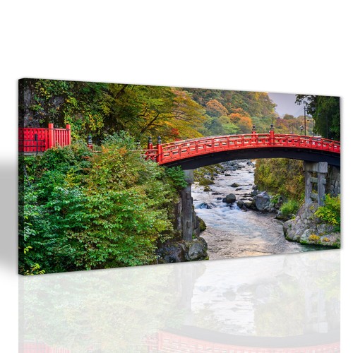 Rot brücke fluss - rot, berge