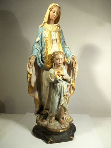 Antike heiligenfigur maria mit - heiligenfigur,