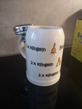 Bierkrug mit Klingel Schelle 0,4 L Junggesellenabschied Mai Party Scherz OVP
