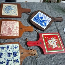 5 xTopfuntersetzer - Holz Gestell mit Keramik Platte