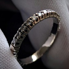 Vintage Memory Ring 14k 585 Weiß Gold Diamanten alt c. 1920 RG 53/54