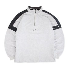 Nike Vintage Sweater Troyer Vintage Retro Center Swoosh Grau Schwarz Spellout