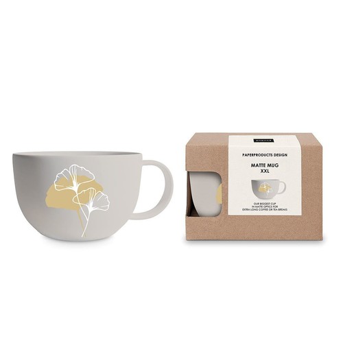 Golden gingko taupe matte mug - golden,