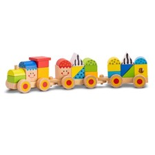 Holz Eisenbahn Zug Set Kinder Spielzeug Geschenk Lokomotive stapelbar steckspiel