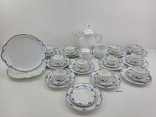 Kaffee Service Kgl. priv. Tettau Porzellan blau Muster Goldrand #258112