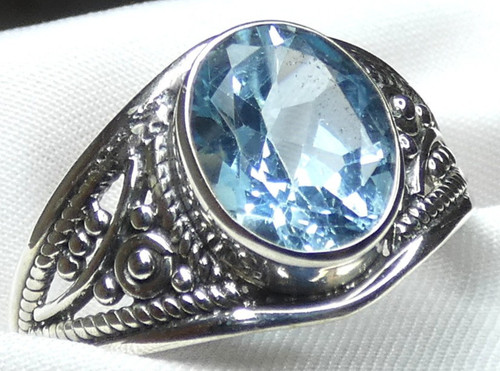 Blautopas ring 925 silber - 💎,