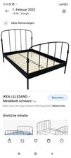 Ikea Lillesand Metallbett 140*200 Schwarz mit Lattenrost 