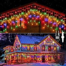 LED Lichterkette Eisregen 10M 400LED Bunt Weihnachtsbeleuchtung Eiszapfen Außen 