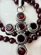Granat Kreuz Anhänger mit Kette 835 Silber top