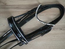 Trense mit englischem, anatomischem Reithalfter, schwarz, Glitzer, WB/Full