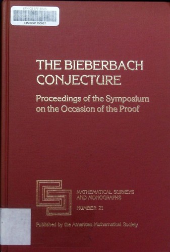 The bieberbach conjecture - bieberbach,