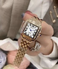 LUXUS QUARTZ UHR LÄSSIGE BUSINESSUHR GELBGOLD TOLLE QUALITÄT ELEGANT DAMEN EDEL