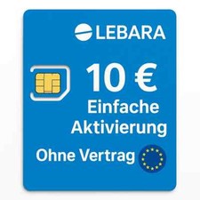 Lebara Prepaid SIM Karte – 10 € Guthaben – EU Roaming – 5G – 3in1 - Ohne Vertrag