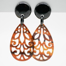 Horn Ohrringe schwarz braun