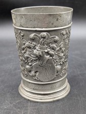 Trinkbecher Zinnbecher Studentika Jugendstil antik 1900 alt ERGO BIBAMUS !