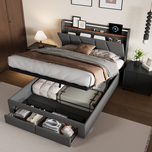 Polsterbett led doppelbett mit - led,