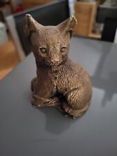 Braune Katzenfigur aus Stein in gutem Zustand