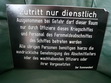 48813 - Zerstörer Hamburg. Hinweisschild  Funkraum - ZUTRITT NUR DIENSTLICH !