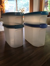 Tupperware Eidgenossen 1,1 Liter und 0,5 Liter - 4er Set - blau / türkis Deckel