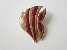 Schalclip Schal Klammer Tuchclip Tuchklammer Fisch Email Rot Strass Auge