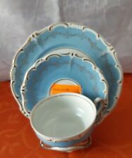 Sammeltasse, 3 teilig, Gedeck für Kaffee oder Tee, Weimar, hellblau