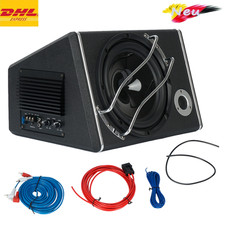 10" zoll 1200 Watt Untersitz-Aktiv-Subwoofer + Kabelset Verstärker Lautsprecher