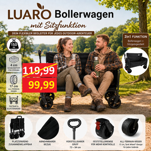 Bollerwagen mit sitzfunktion - bollerwagen, |