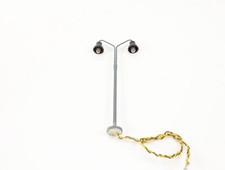 Spur H0 Lampe Bogenleuchte Stadtleuchte 2-flammig mit Rundsockel grau 1:87