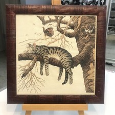 Gemälde KATZE am Baum Herbst
