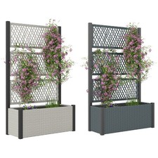 Hochbeet mit Rankgitter in